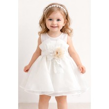 Ugly Duck Princess Cindy 6-24 Ay Arası Çiçek Detaylı Abiye - Ekru