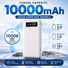 Smayling 10000 Mah Powerbank 4’ü 1 Arada Kablolu Taşınabilir Şarj Cihazı Dijital Göstergeli Type-C Micro USB Lightning Usb-A Uyumlu