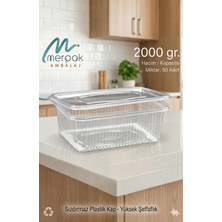 Merpak Ambalaj Plastik Sızdırmaz Kap Kase 2000 gr x 50'li Düz Kapaklı Saklama Kabı