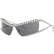 Swarovski Matrix Güneş Gözlüğü Maske Gümüş Rengi