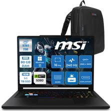 MSI Msı Raider 16 Hx B2WI-021TR Intel Ultra 9 275HX Aı 80GB Ddr5 1tb+1tb SSD 16GB/RTX5080 175W  16" QHD+(2560X1600), 240Hz IPS 100% Dcı-P3 WINDOWS11HOME Gaming Laptop MSW021TRH36+ZETTAÇANTA