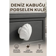 Nzb Deniz Kabuğu Tasarım Beyaz Renk Tek Vidalı Porselen Düğme Kulp Mobilya Çekmece Dolap Kulpu Kulbu