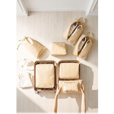 Ocean Home Textile 8'li Bej Balıksırtı Bavul İçi Düzenleyici Set Hava Geçirgenliği ile Koruma