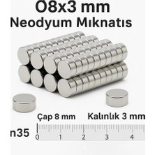 Prativas 5 Adet 8X3MM Yuvarlak Neodyum Mıknatıs Güçlü Nikel Kaplamalı Kaliteli Dayanıklı Magnet