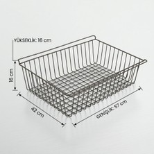 Sumua Store Organizer Sepet - Çok Amaçlı Metal Tel Sepet - 57X42X16 cm – Raf Içi Düzenleyici