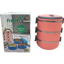 Koyu Pembe 3lü Sefer Tası Saklama Kabı 1.8lt (5486)