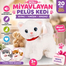 Trust Store Sesli Miyavlayan Peluş Kedi 20 cm Yumuşak Sevimli Ayakta Interaktif Oyuncak