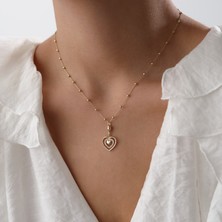 Cherry By Özkonak Taşlı Triple Kalp Altın Kolye