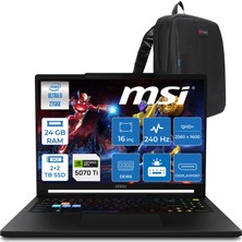MSI Msı Raider 16 Hx B2WH-091TR Intel Ultra 9 275HX Aı 24GB Ddr5 2tb Ssd+2tb SSD 12GB/RTX5070Tİ 140W  16" QHD+(2560X1600), 240Hz IPS 100% Dcı-P3 Freedos Gaming Laptop MSW091TRF06+ZETTAÇANTA