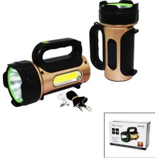10W - Solar - USB Şarjlı 2ın1 El Feneri Renkli Fonksiyonel Smd LED (5486)