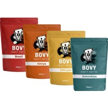 4\'lü Dünya Kahveleri Espresso Kahve Seti (4X250GR) 1 Kg- Brazil Ethiopia Colombia Kenya
