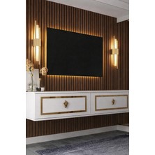 Cantek Dizayn TV1411-1411-TWİND87-32 Tv Sehpası Beyaz-Altın
