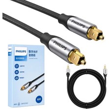 Uravas Store Philips SWR2123O/93 3 Metre Dijital Optik Toslink Ses Kablosu Metal Başlıklı Örgülü Zırhlı