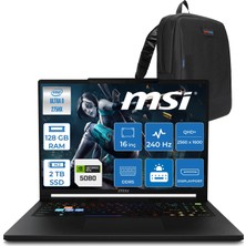 MSI Msı Raider 16 Hx B2WI-021TR Intel Ultra 9 275HX Aı 128GB Ddr5 2tb SSD 16GB/RTX5080 175W  16" QHD+(2560X1600), 240Hz IPS 100% Dcı-P3 Freedos Gaming Laptop MSW021TRF53+ZETTAÇANTA