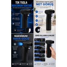 FaroxTech Şarjlı Hava Üfleyici Elektrikli Toz Temizleme Cihazı LED Işıklı Yüksek Güçlü Hava Tabancası Klavye Pc Temizleyici