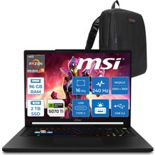MSI Msı Raider 16 Hx B8WH-011TR Ryzen 9 8940HX Aı 96GB Ddr5 2tb SSD 12GB/RTX5070Tİ 140W  16" QHD+(2560X1600), 240Hz IPS 100% Dcı-P3 Freedos Gaming Laptop MSW011TRF45+ZETTAÇANTA