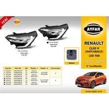 Ayfar Far Siyah Çıtalı Motorlu Sağ (Ballast Beyin Dahil) Renault Clıo V Hatcback (2020-2023) (1 Ad )