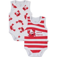 Civil Baby Yengeç Baskılı 2'li Set 3-18 Ay Çıtçıtlı Badi - Beyaz