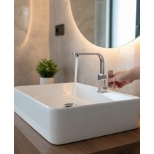 İsaoğlu Yapı Lavabo Bataryası Kare 360 Derece Dönebilen Yüksek Model Banyo Lavabo Armatür Pirinç Malzeme