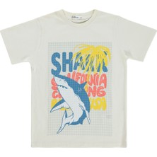 Civil Boys Shark California 10-13 Yaş Tişört - Kırık Beyaz