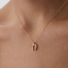 Cherry By Özkonak Luck Oval Taş Nal Figürlü Altın Kolye