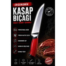Plastmarket Lazoğlu Ergonomik Silikon Saplı Kasap Bıçağı, Profesyonel ve Ev Kullanımına Uygun Bıçak