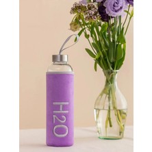 Tohana H2O Peluş Kılıflı Cam Matara 600 ml Açık Mor - Renk Seçenekli