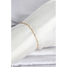 Uravas Store cm 14K Gold Renk Ezme Burgu Zincir Model Kadın Bileklik