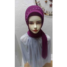 Ergül Hazır Duvak Simsiz Fuşya Nuray Hazir Turban,hazır Duvak,hazır Şal,abiye Şal, Düğün,sünnet,mezuniyet