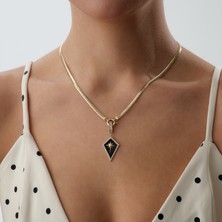 Cherry By Özkonak Siyah Mineli Taşlı Yıldız Figürlü Altın Kolye