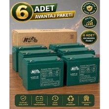 Ncr 12V-22 Amper 6'lı Paket (20-24 Amper Ebatlarında) (Dik Akü) Elektrikli Bisiklet Aküsü EBATLAR:180*78*170 mm