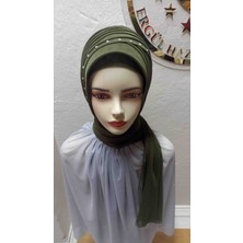 Ergül Hazır Duvak Simsiz Askeri Yeşil Nuray Hazir Turban,hazır Duvak,hazır Şal,abiye Şal, Düğün,sünnet,mezuniyet