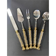 Elif Aksesuar Akrilik Glass 5 Parça Servis Seti - Gold