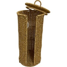 Roxart Rattan Örme  Wc Tuvalet Kağıtlık Saklama Sepeti Kapaklı  Ferforje Rattan