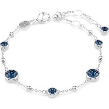 Swarovski Imber Emily Tennis Bileklik Yuvarlak Kesim Mavi Rodyum Kaplama Std