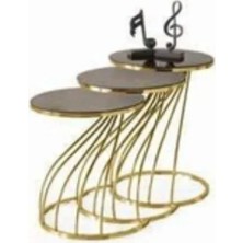 Savita Home Kuğu Zigon Bronz Cam Modern Tasarım Şık Dayanıklı Salon Mobilyası Fonksiyonel Zigon Sehpa Seti
