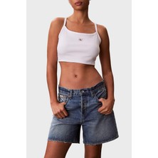 Calvin Klein Logolu Pamuklu Ip Askılı Top LV047F221GYAF Bayan Top LV047F221G Yaf