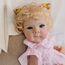 LunaDefano 18 Inç (45-46 Cm) Tam Vinil Gövdeli Sarışın Reborn Bebek Gerçekçi El Yapımı Kız Bebek