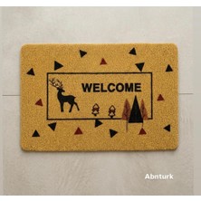 Abnturk Şık ve Estetik Tasarımlı Welcome Yazılı Kaymaz Tabanlı 57X37CM  Pvc Kıvırcık Kapı Önü Paspası