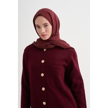 Bordo Carell Monogram Desen Liora Pamuk Şal