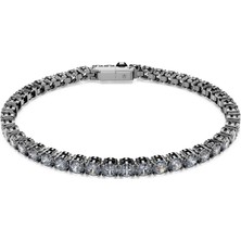 Swarovski Matrix Tennis Bileklik Round Cut Gri Rutenyum Kaplama S