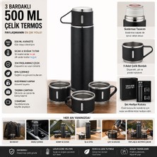3 Bardaklı 500 ml Çelik Termos Seti