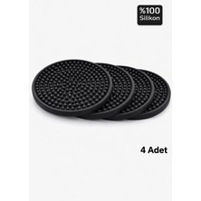 Siliconly 4 Adet Silikon Bardak Altlığı, Bardak Altlığı , %100 Silikon Bardak Altlığı Siyah
