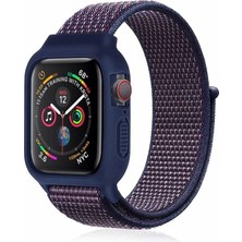 Uravas Store Mey Ithalat®   Watch 38MM Hasırlı Cırtcırtlı Kasalı Kordon - Lacivert-Mürdüm