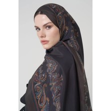 Acı Kahve Ed Scarf Sheer Desen Floş Viskon Şal