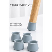 Mey Ithalat® Silikonlu Sandalye Ayak Koruyucu – Sessiz ve Çiziksiz Kullanım, 4’lü Set Gri