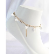 BijuStore Gold Renk Sallantılı Incili Halhal