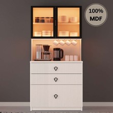 Comiet Lale Mdf Kahve Köşesi Dolabı Çekmeceli Işıklı