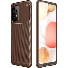 Mey Ithalat®  Samsung Galaxy A72 Kılıf Auto Focus Karbon Kapak - Kahverengi