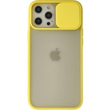 Mey Ithalat®   iPhone 12 Pro Max Kılıf Palm Buzlu Kamera Sürgülü Silikon - Sarı